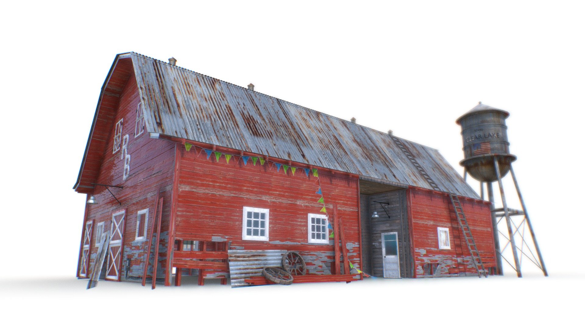 Big Red Old Barn 3d model