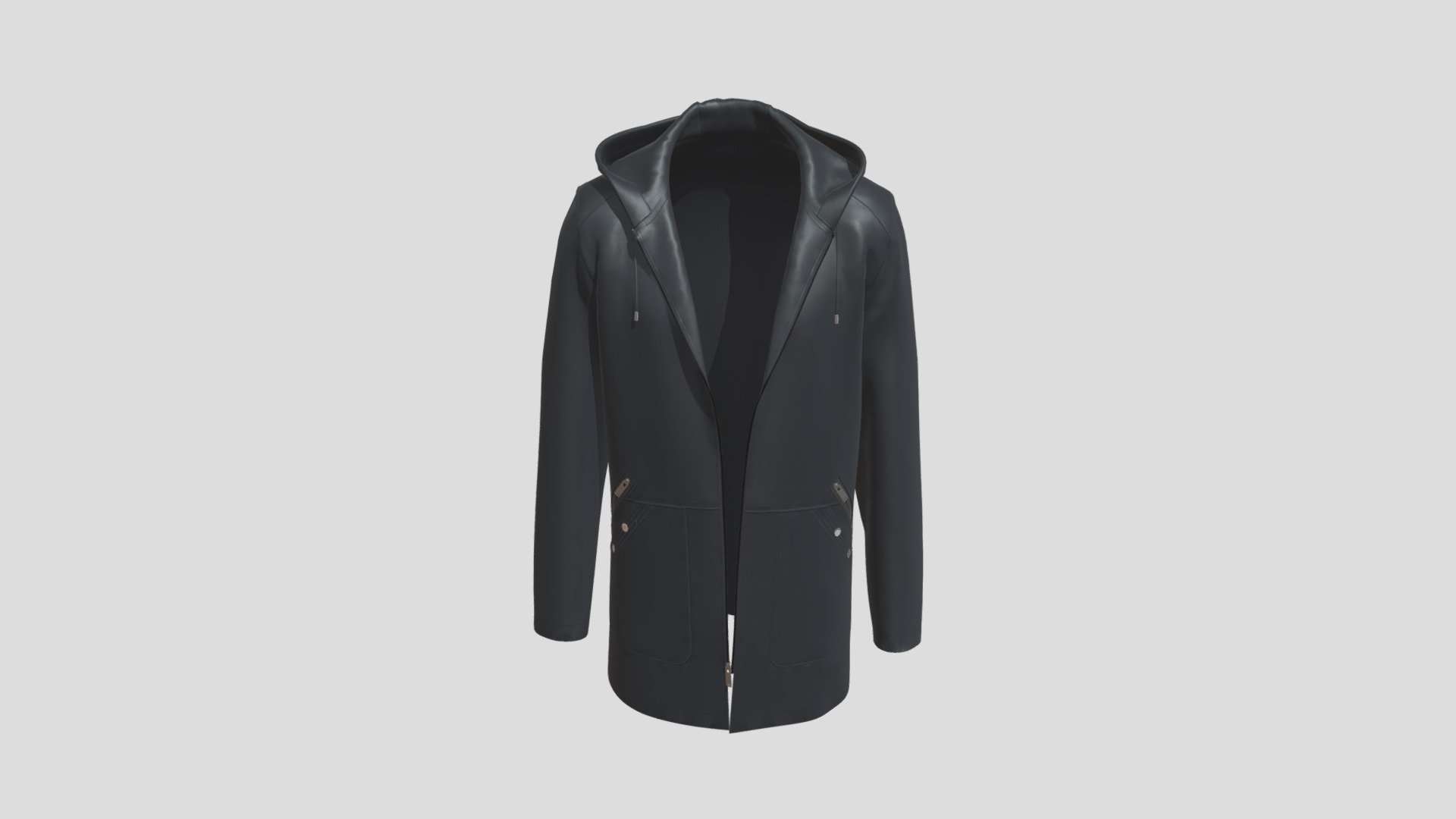 Hooded Zip-up Jacket 3 Unzipped 3d model