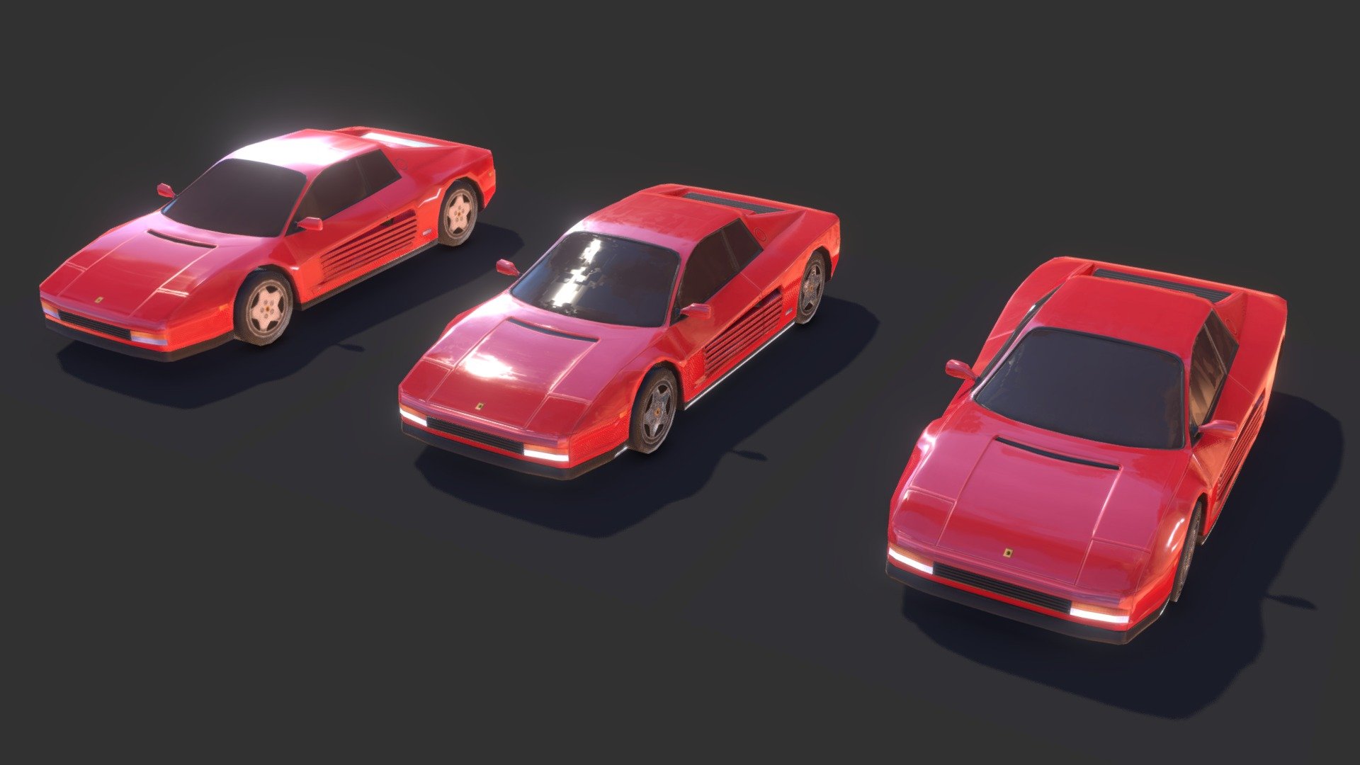 Retrorunner Testarossa Low-Poly Pack 3d model