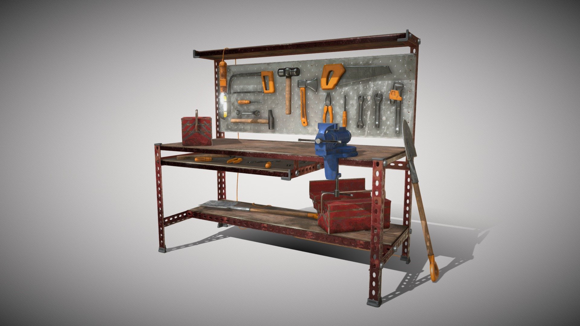 Workbench with tools 3d model