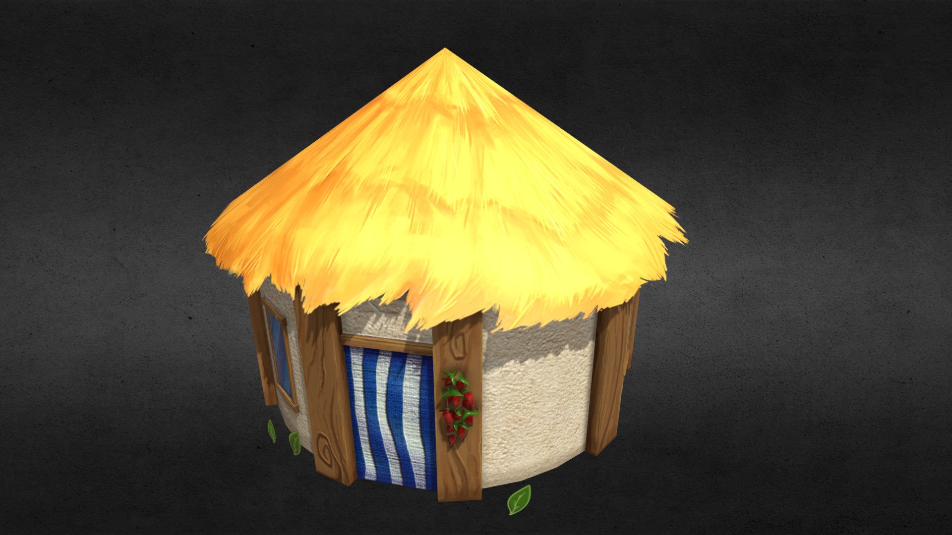 Low poly stylized tribal tropical hut 3d model