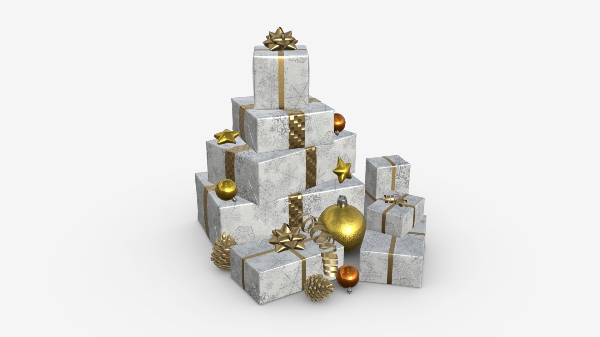 Christmas gifts with decorations 01 3d model