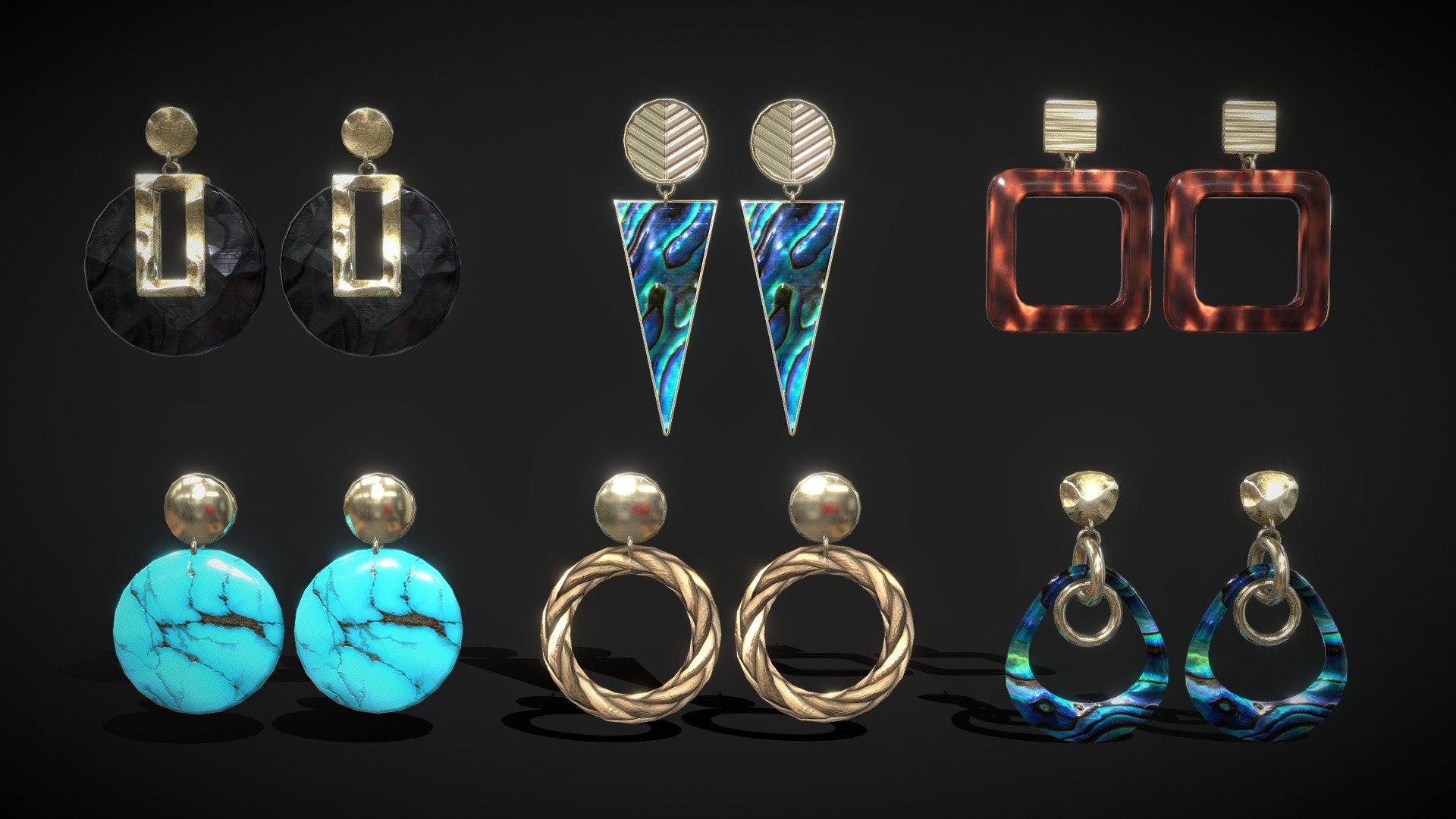 Earrings Pack 3d model