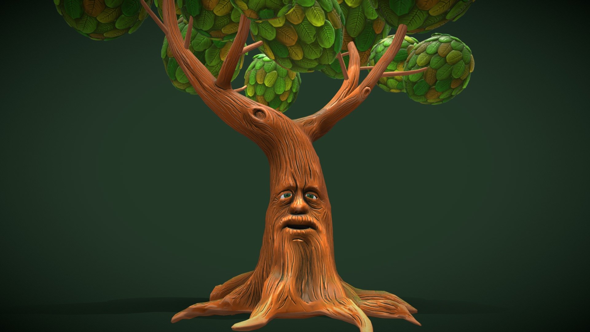 Talking Tree 3D Cartoon Rigged and Animated 3d model