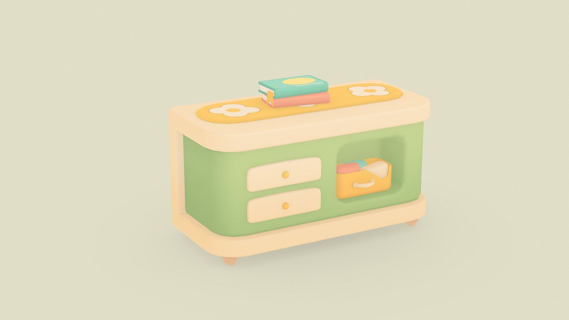 Cute stylized drawer 3d model