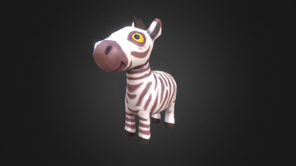 3D Toon Zebra Animated for ABC for Kids 3d model