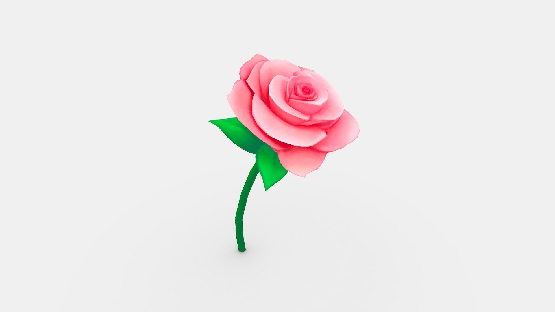 Cartoon pink rose for Valentine 3d model