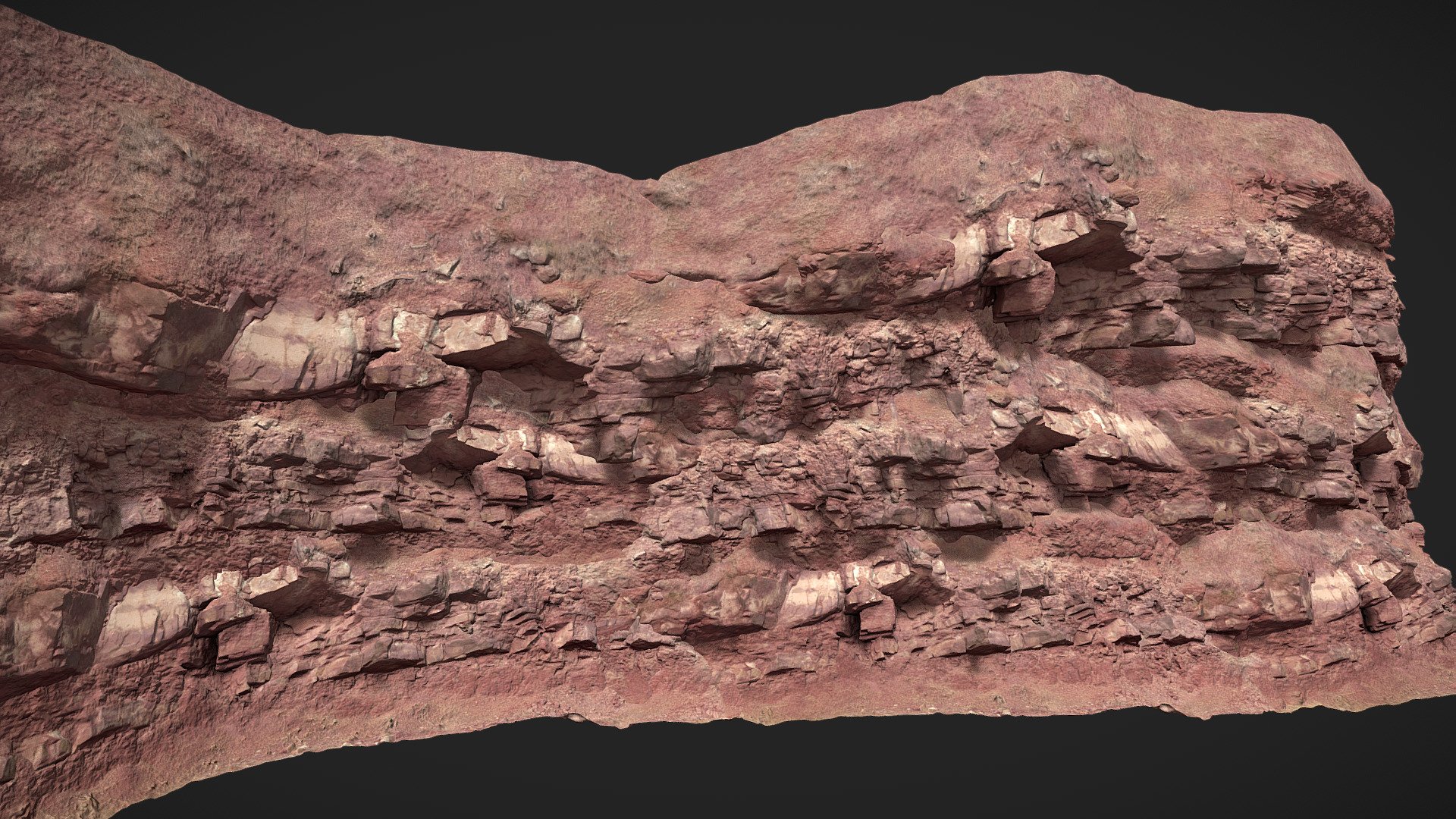 Red Desert Cliff Rock Module PBR Scan 3d model