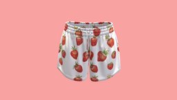 Strawberry Print Women Swim Shorts Design