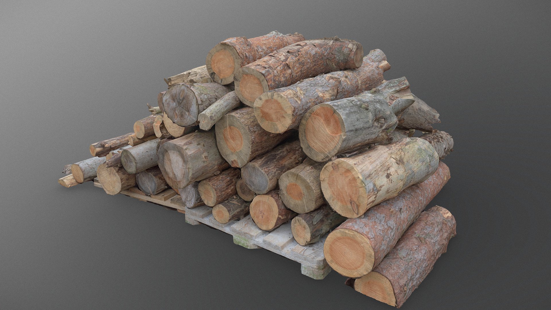 Stacked pine firewood 3d model