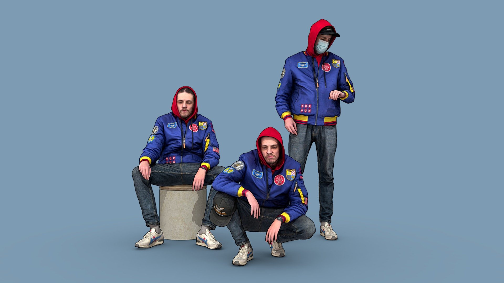 Cheeky Guy in a Blue Bomber Jacket 3d model