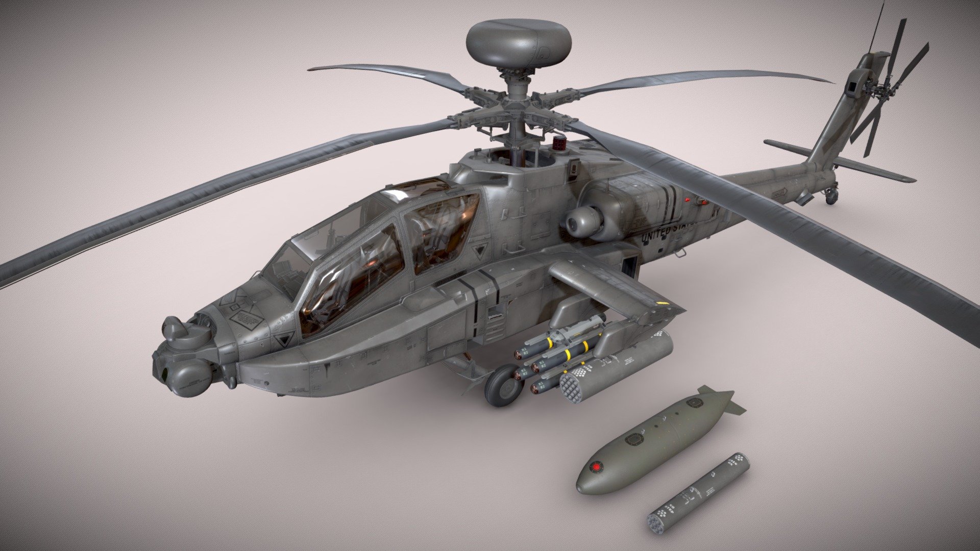 Apache AH-64D U.S. Army Static 3d model