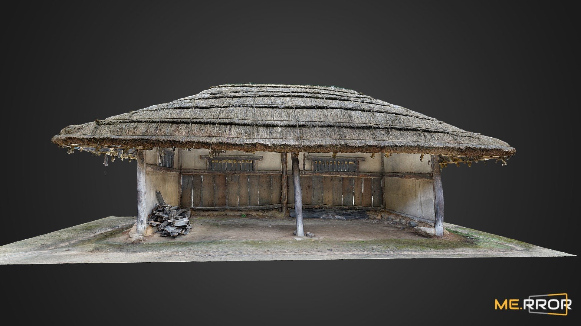 Thatched-roof house Scan 3d model