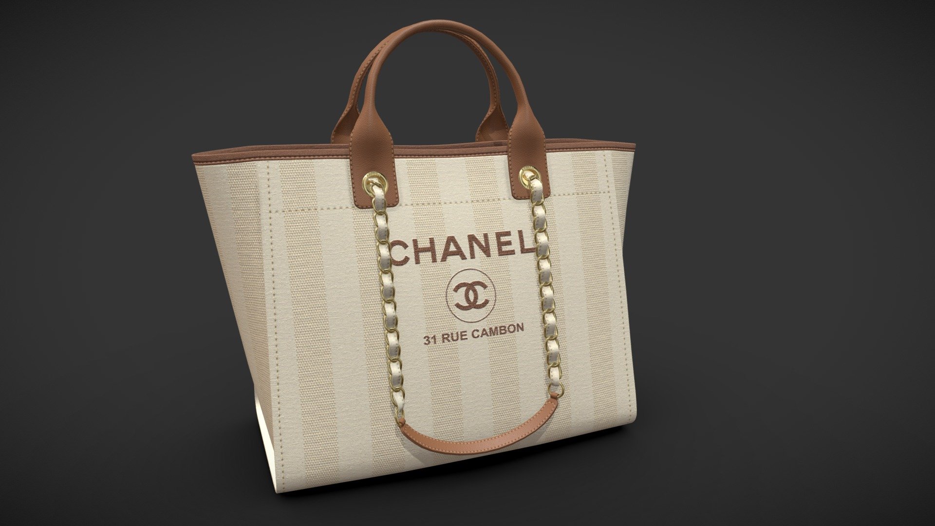 Chanel Bag Canvas Deauville Tote Shoper 3d model