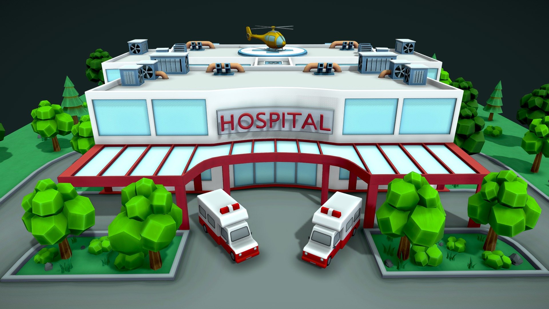 Cartoon Hospital 3d model