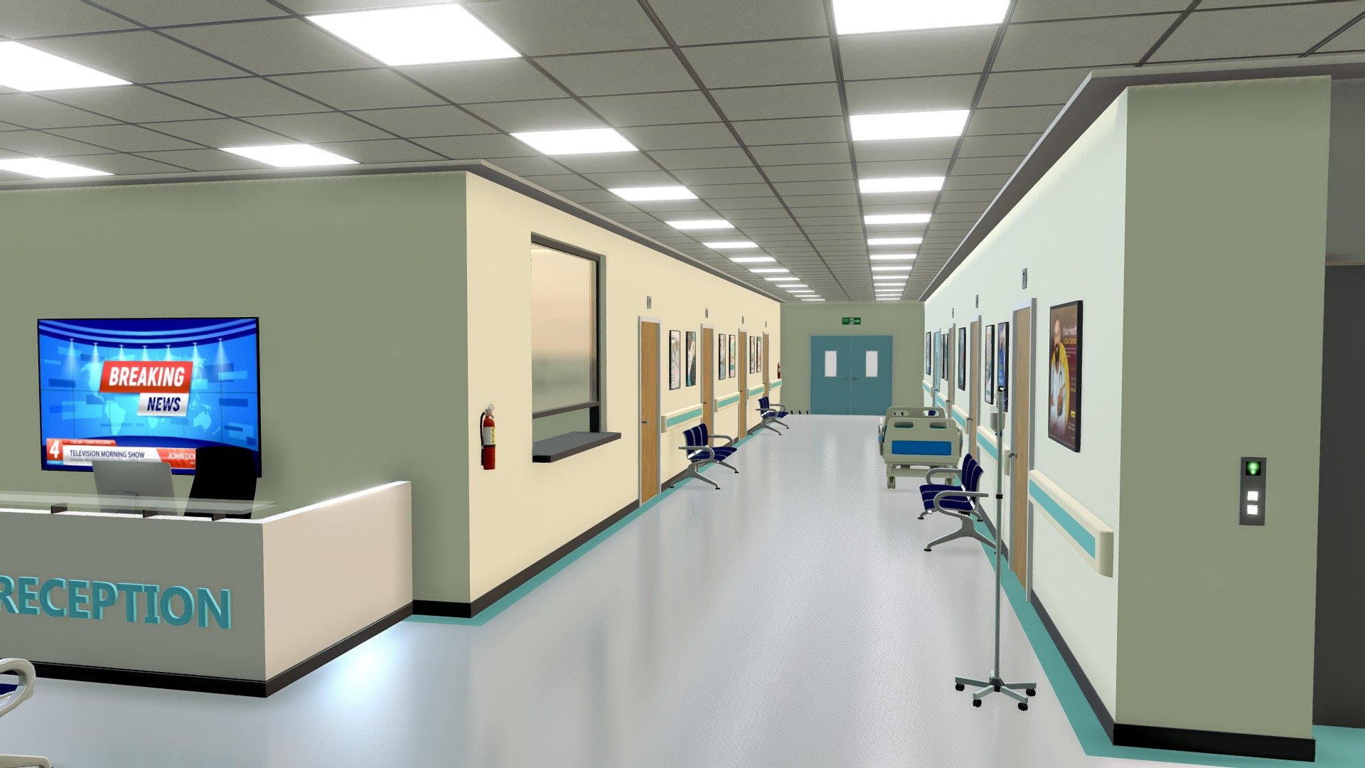 Hospital Hallway 3d model