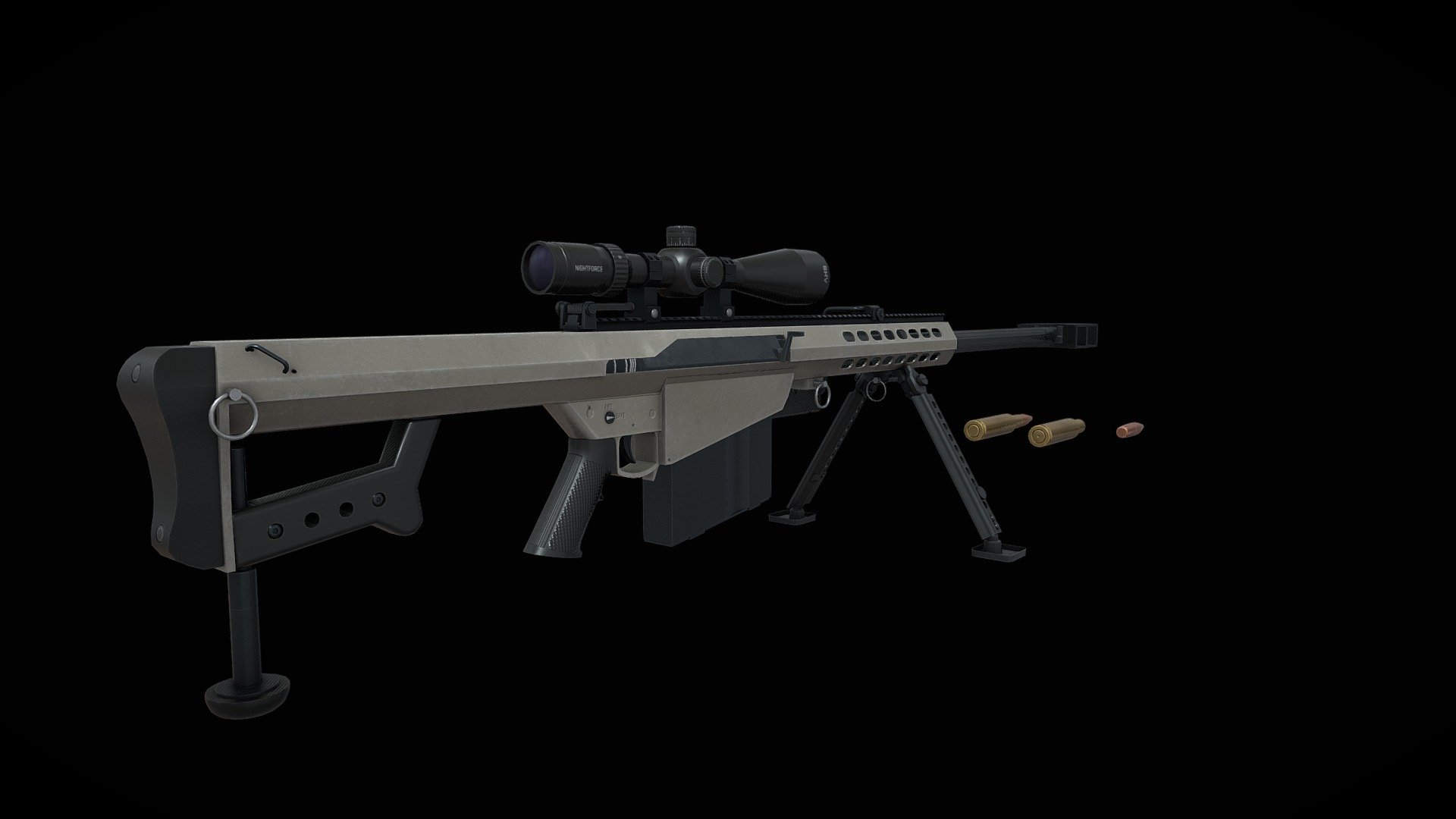 Barrett-M82 (Optimized) 3d model