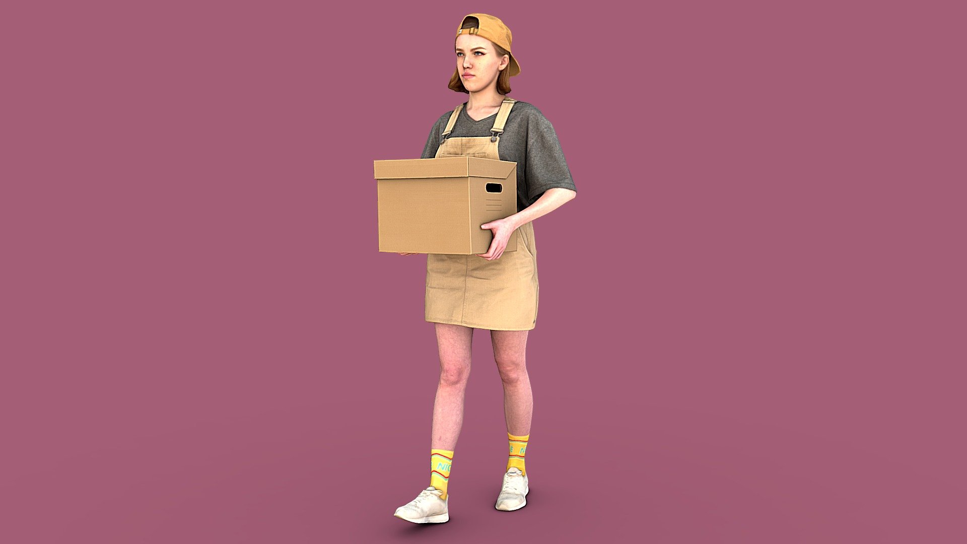 Girl with Box 3d model