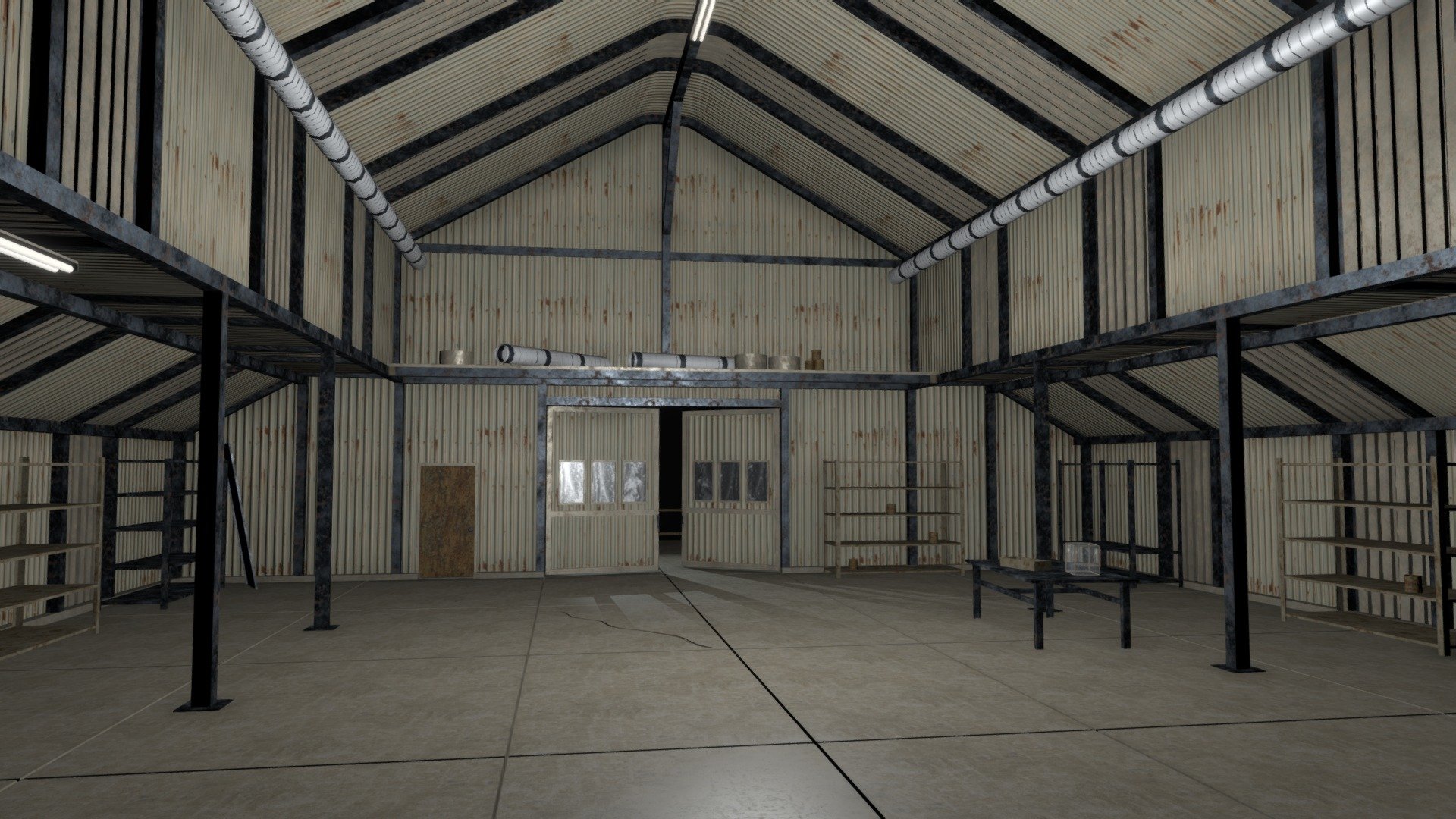 Empty Warehouse Building 3d model