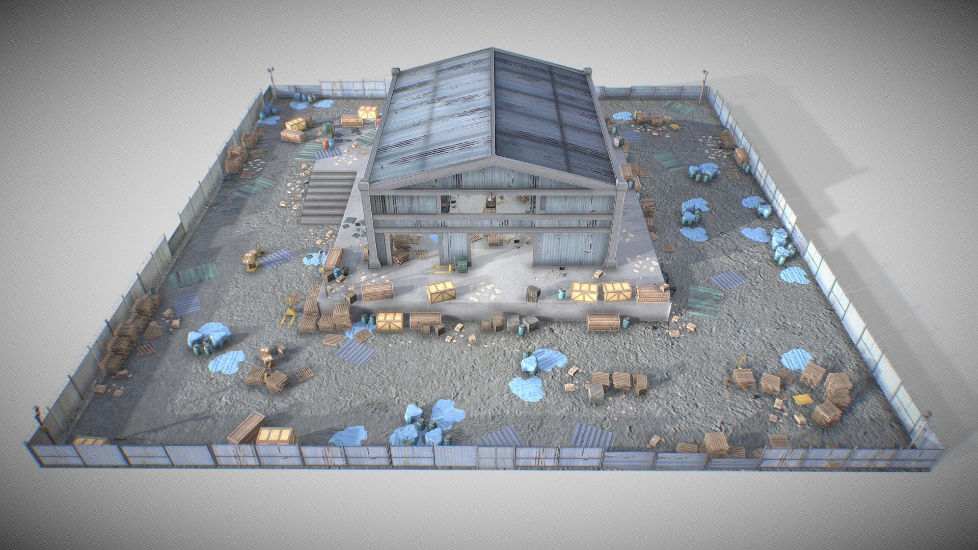 Realistic Modern Industrial Warehouse Asset Pack 3d model