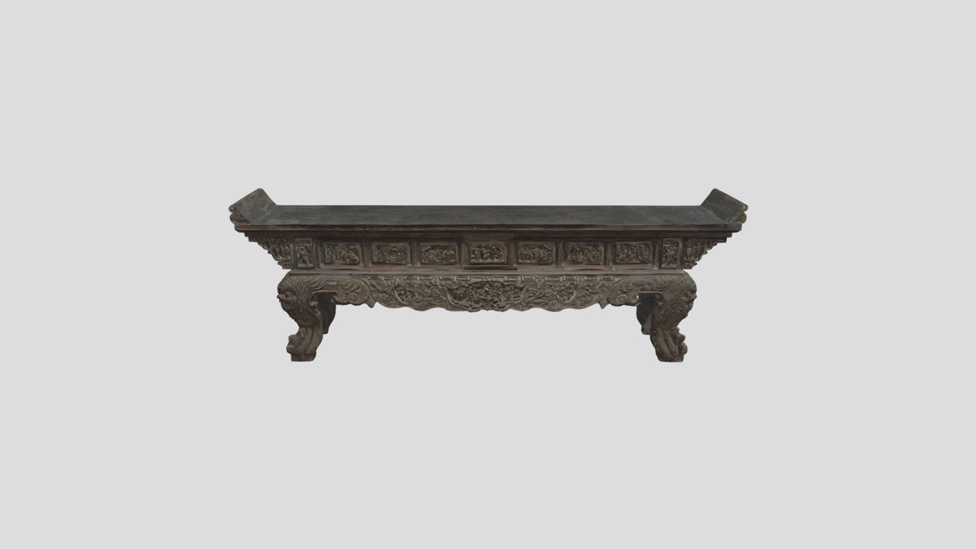 Ancient Wooden Altar Table 3d model