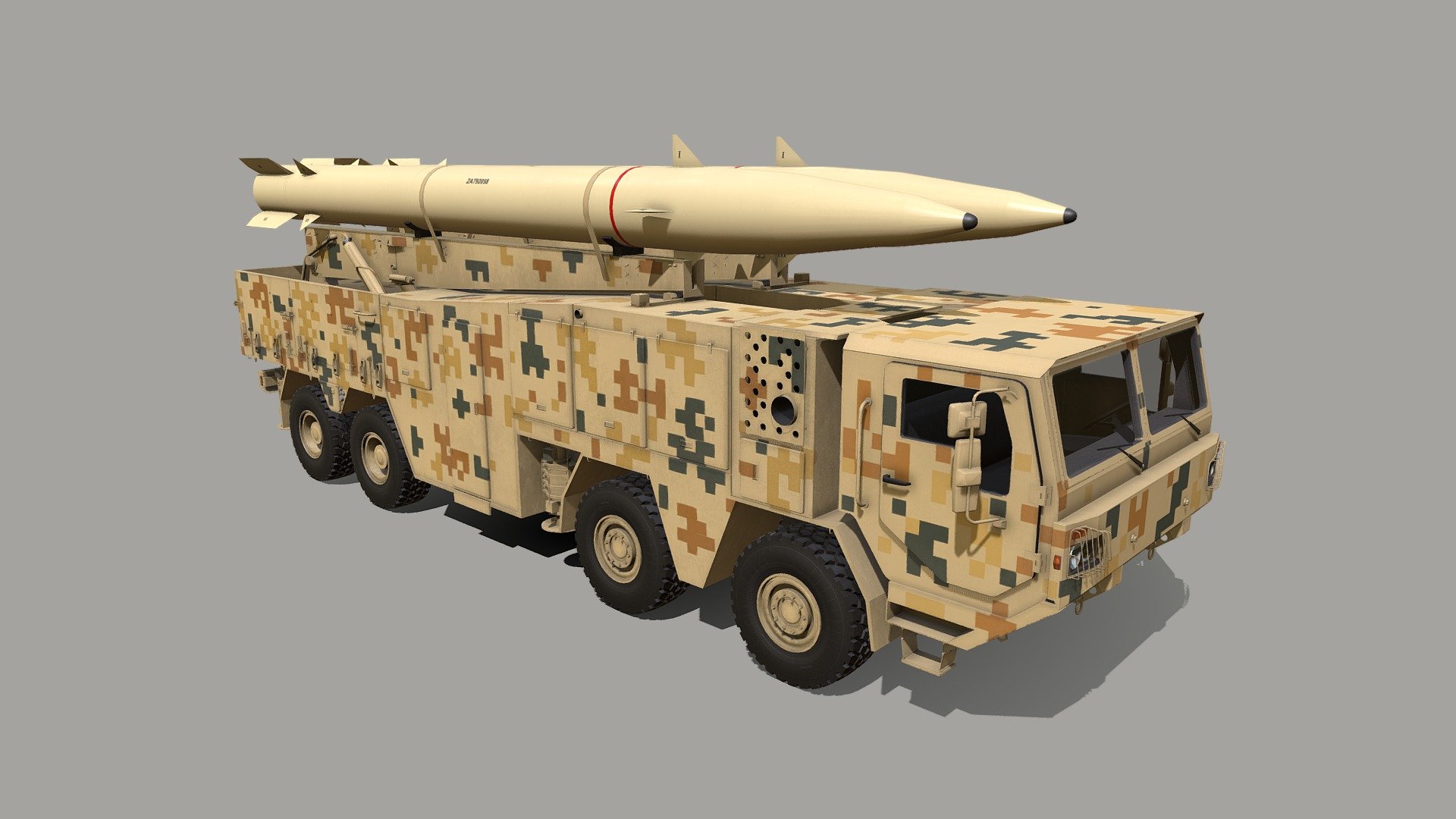 Zolfaghar road-mobile missile 3d model