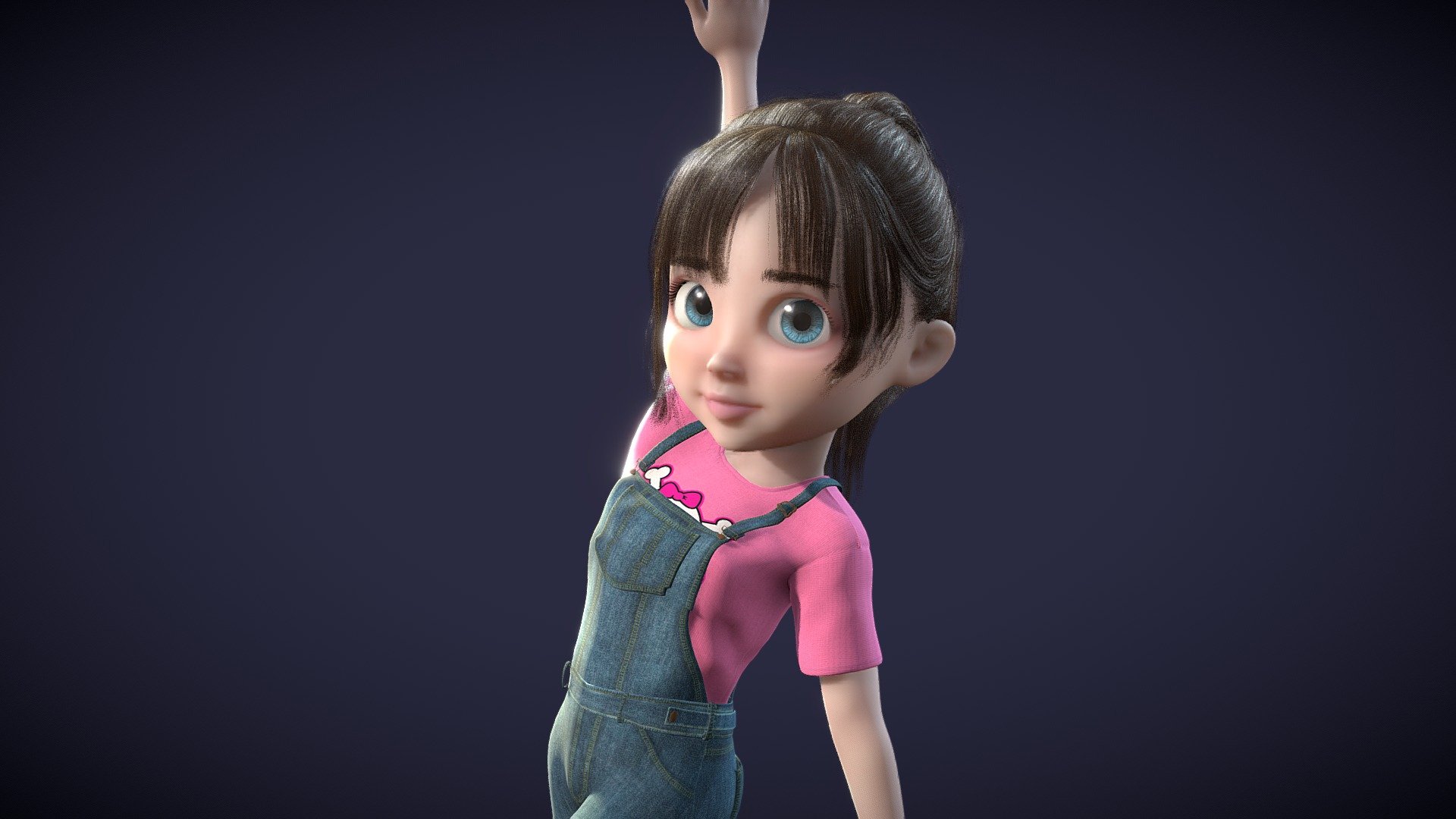 Cartoon girl cartoon young girl with binding 3d model