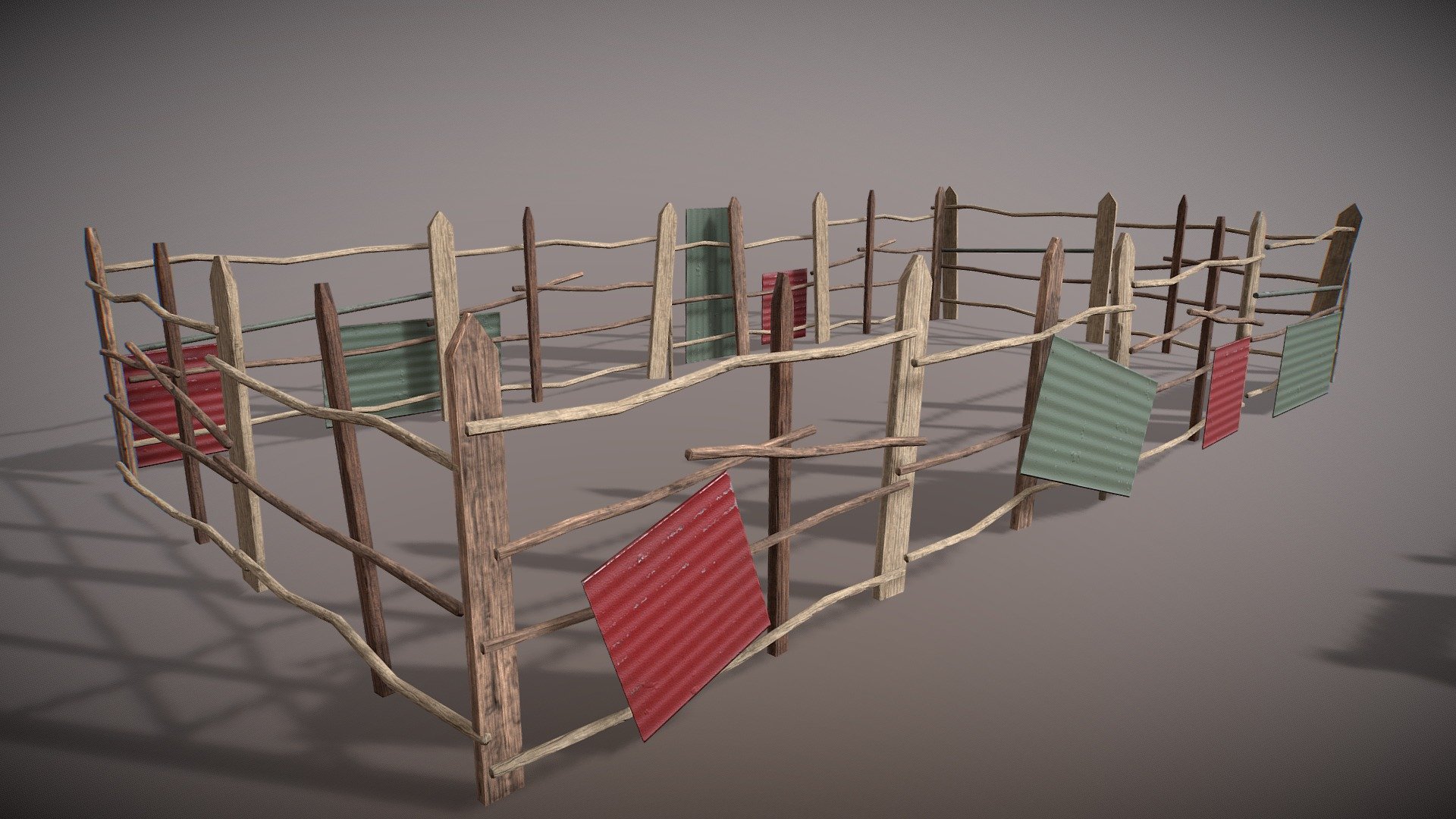 different Wooden fence PBR 3d model