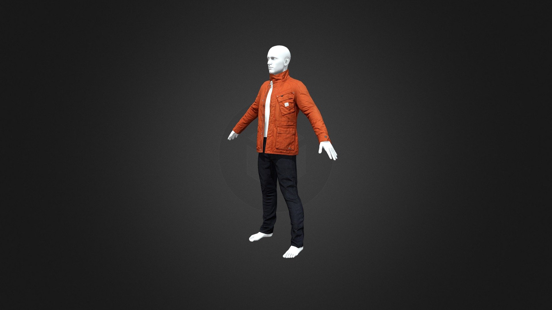 Man Orange jacket + jeans 3d model