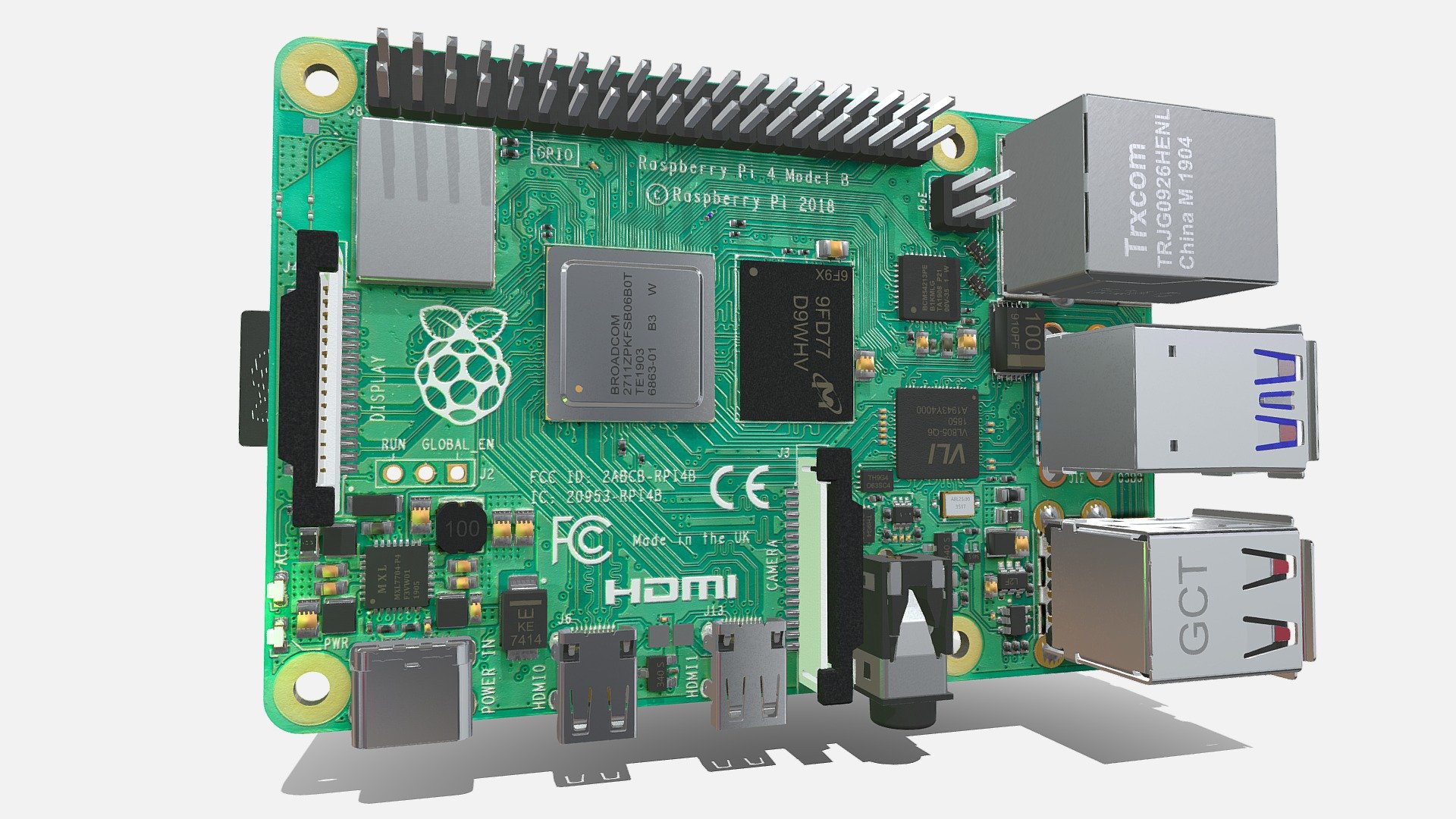 Raspberry Pi 4 Model B (new version) 3d model