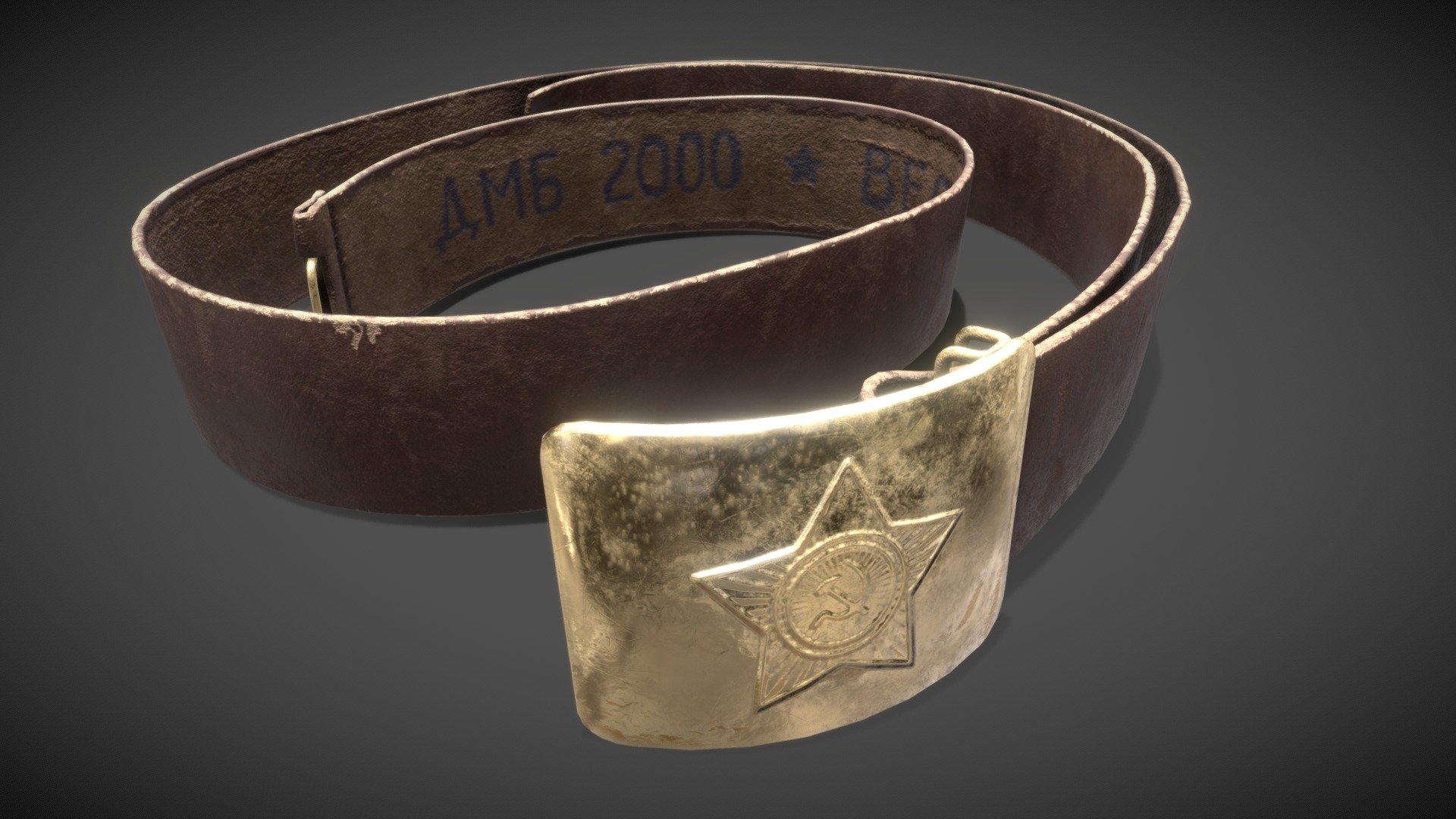 Russian army leather belt 3d model