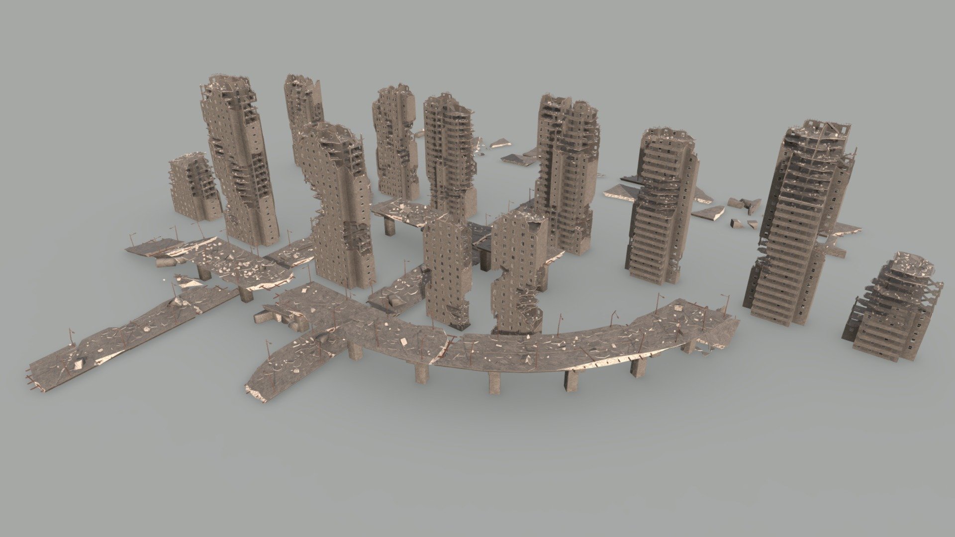 Post War Ruined City 3d model