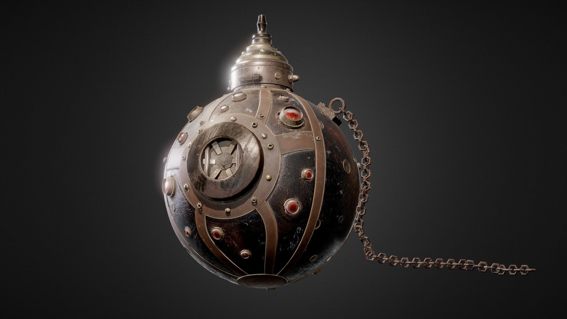 Mini Steampunk Naval Mine codename- Piranha 3d model