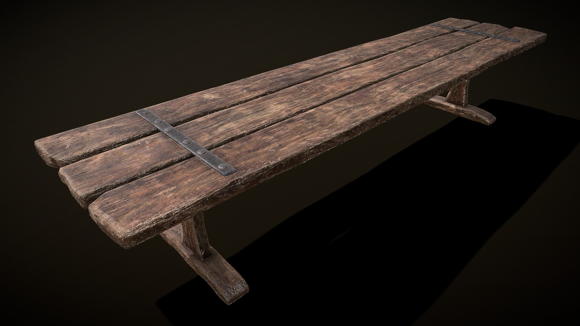 Long_Picnic_Style_Table 3d model