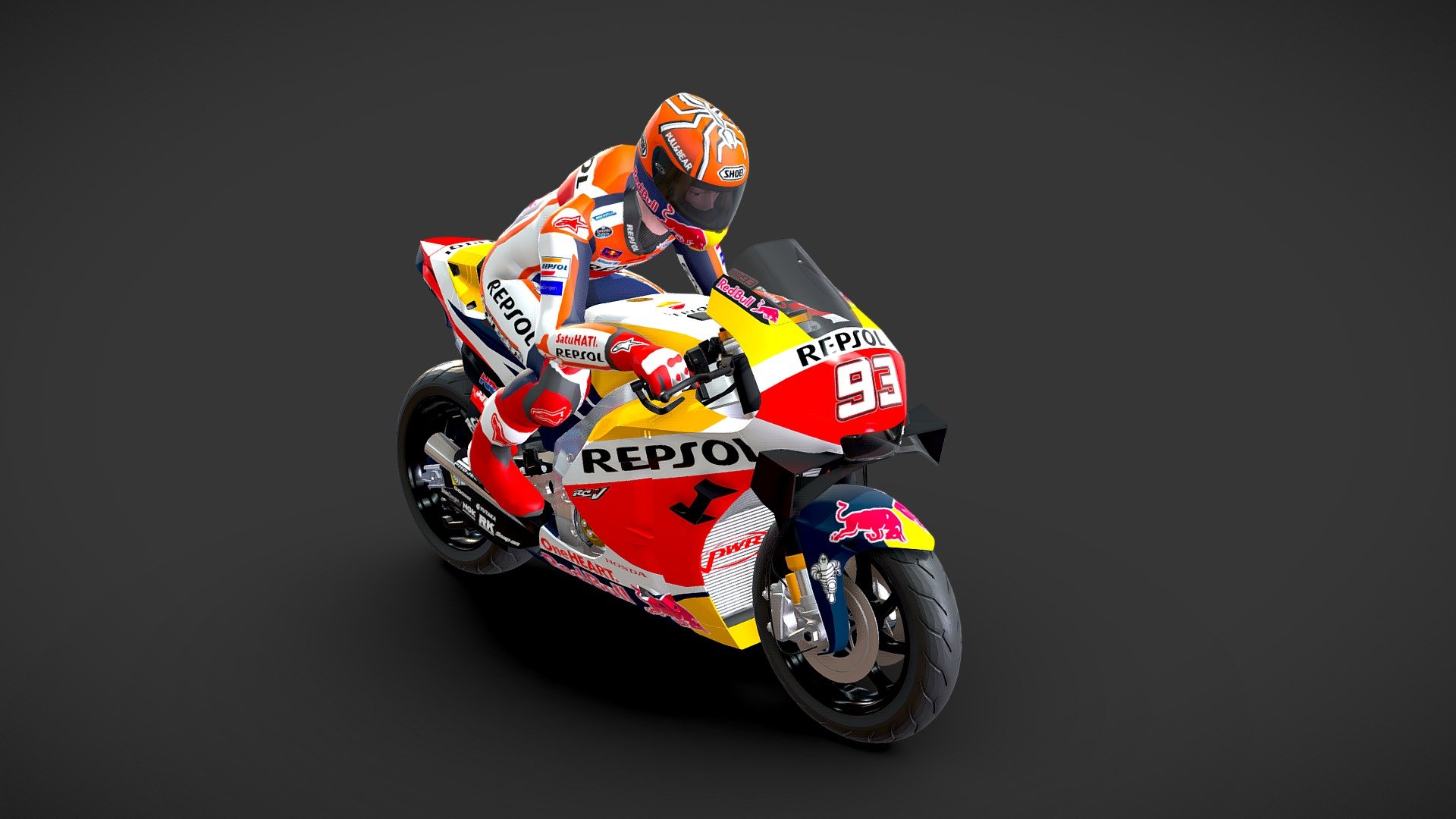 Marc Marquez on Honda HRC 3d model