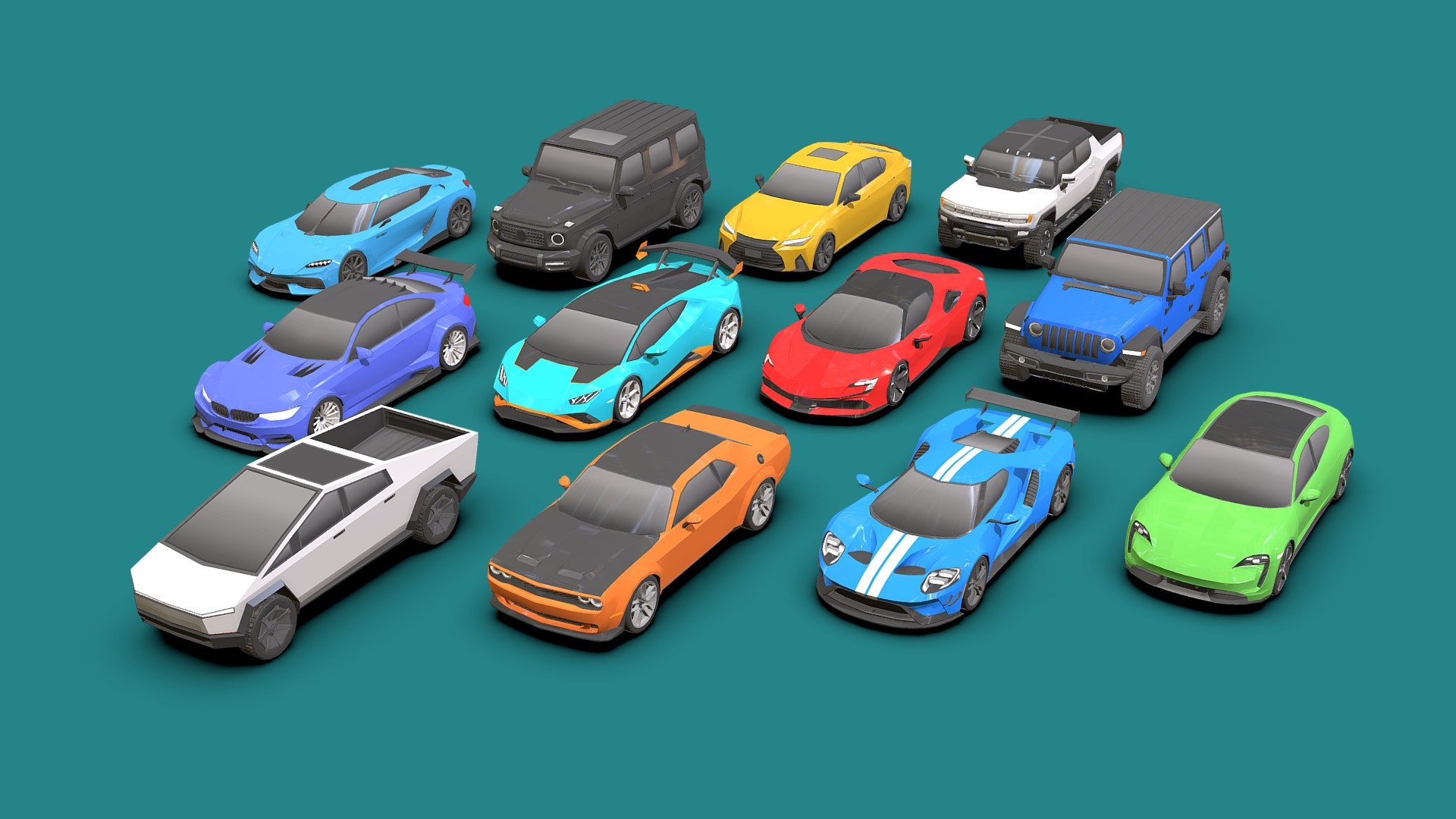 Racing Cars Pack Low-Poly 3d model