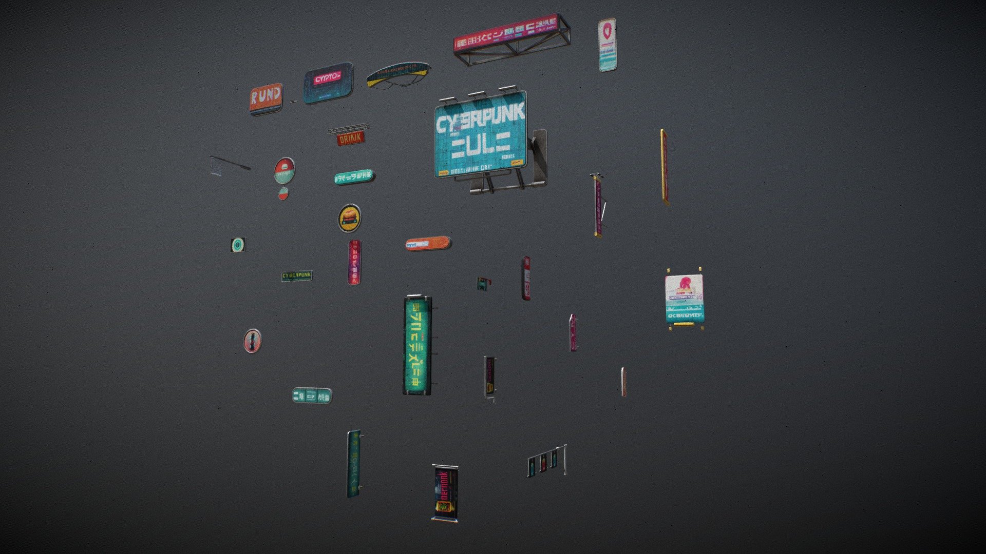 Cyberpunk Advertising Billboard 3d model