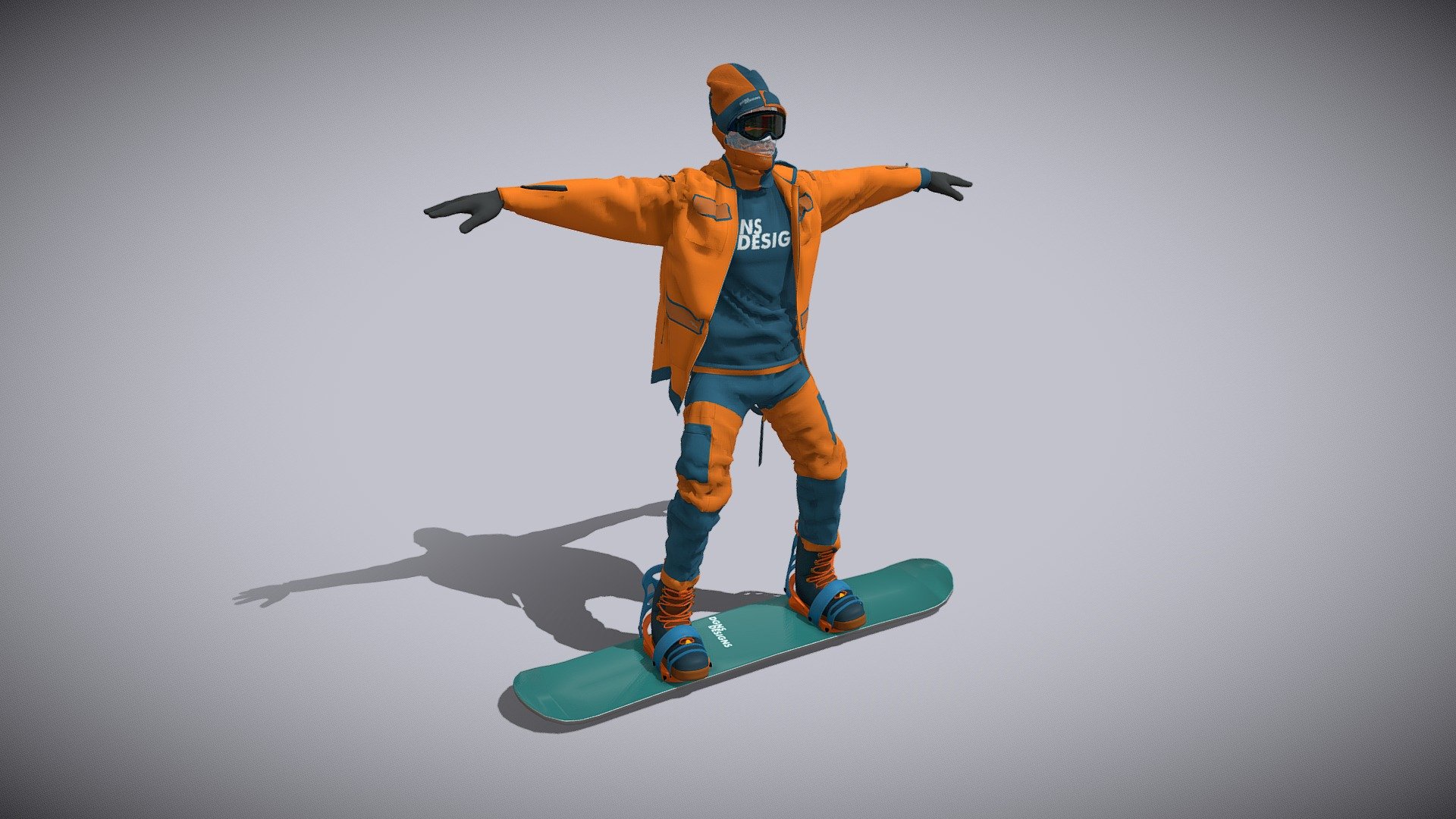 Snowboarder (no rig) 3d model