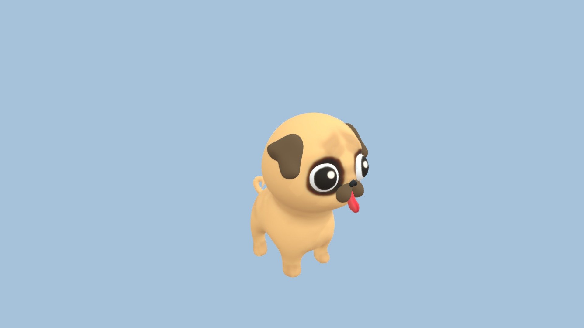 Cute pug 3d model