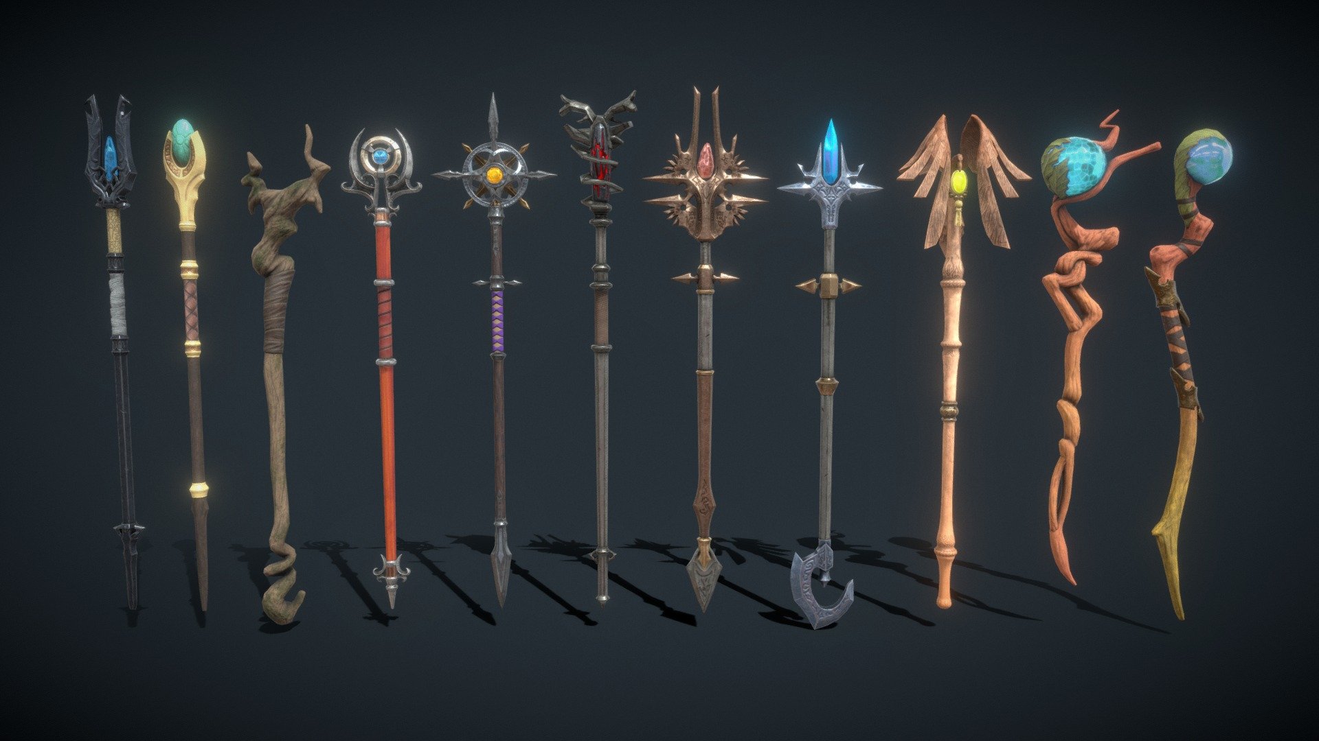 Fantasy Staff Set 05 3d model