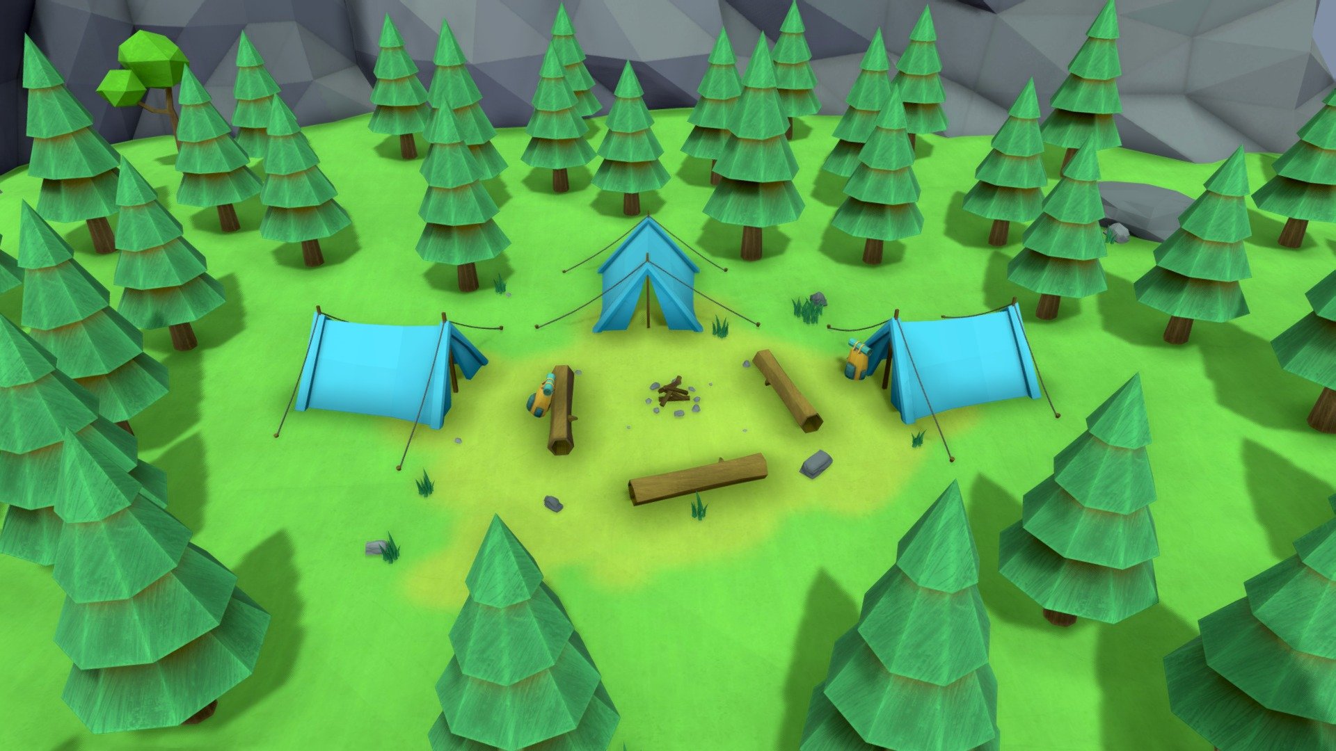 Cartoon Camp 3d model