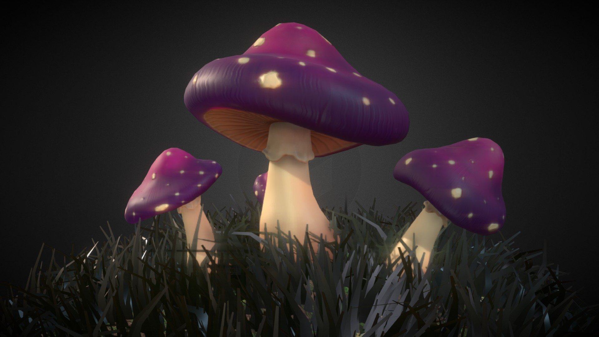 Cartoon mushrooms 3d model