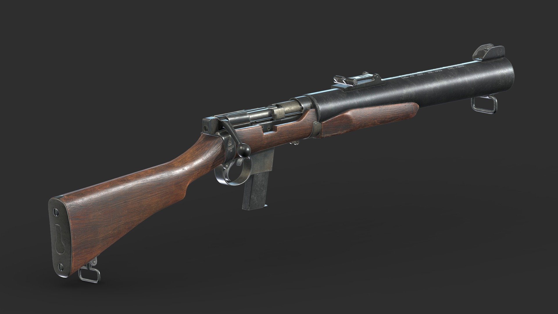 De Lisle Carbine Low Poly Realistic 3d model