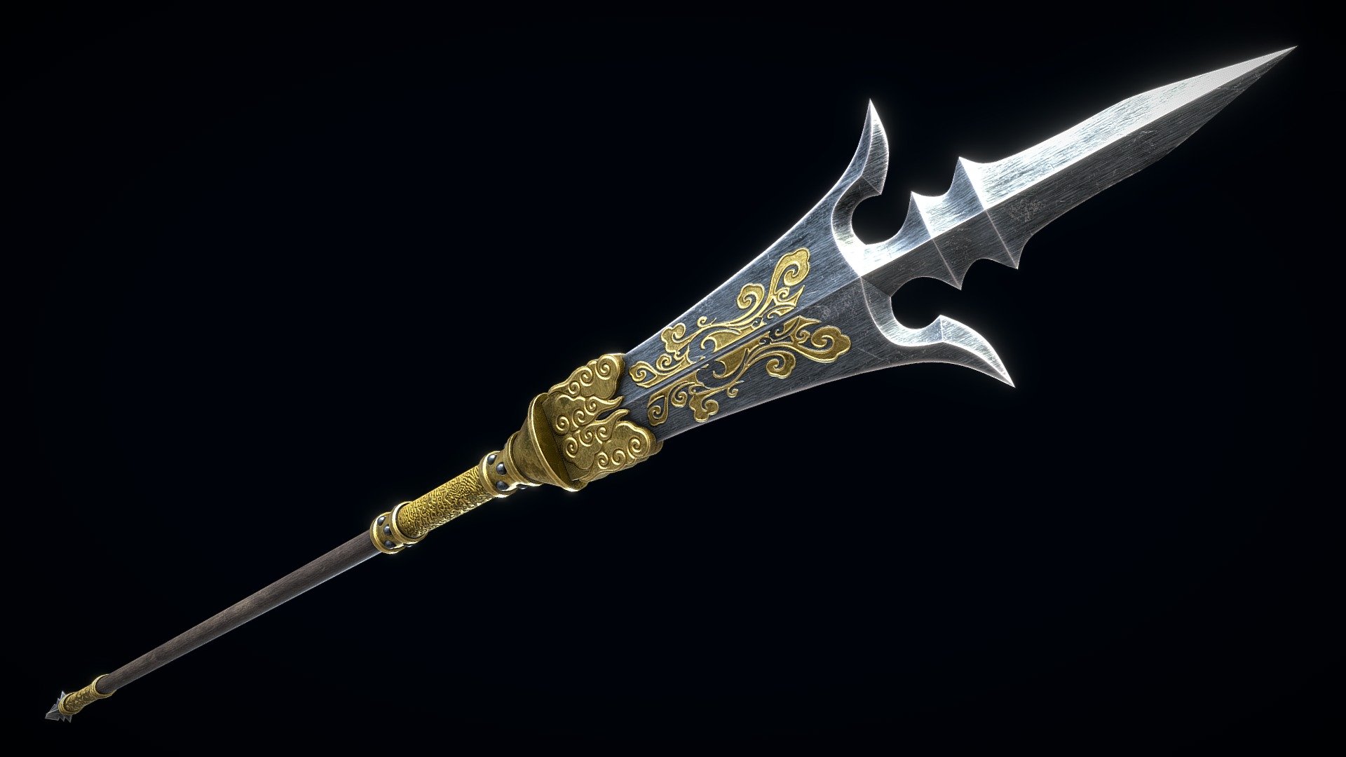 Chinese Trident Spear 3d model