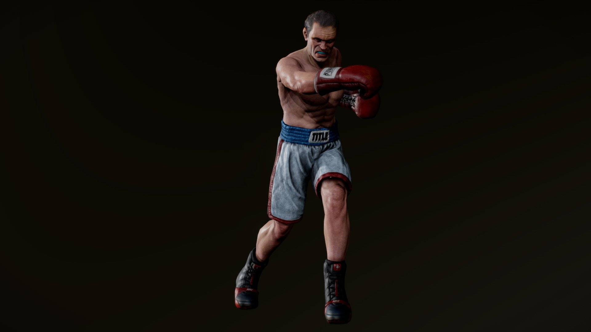 Old Boxer Posed 3d model