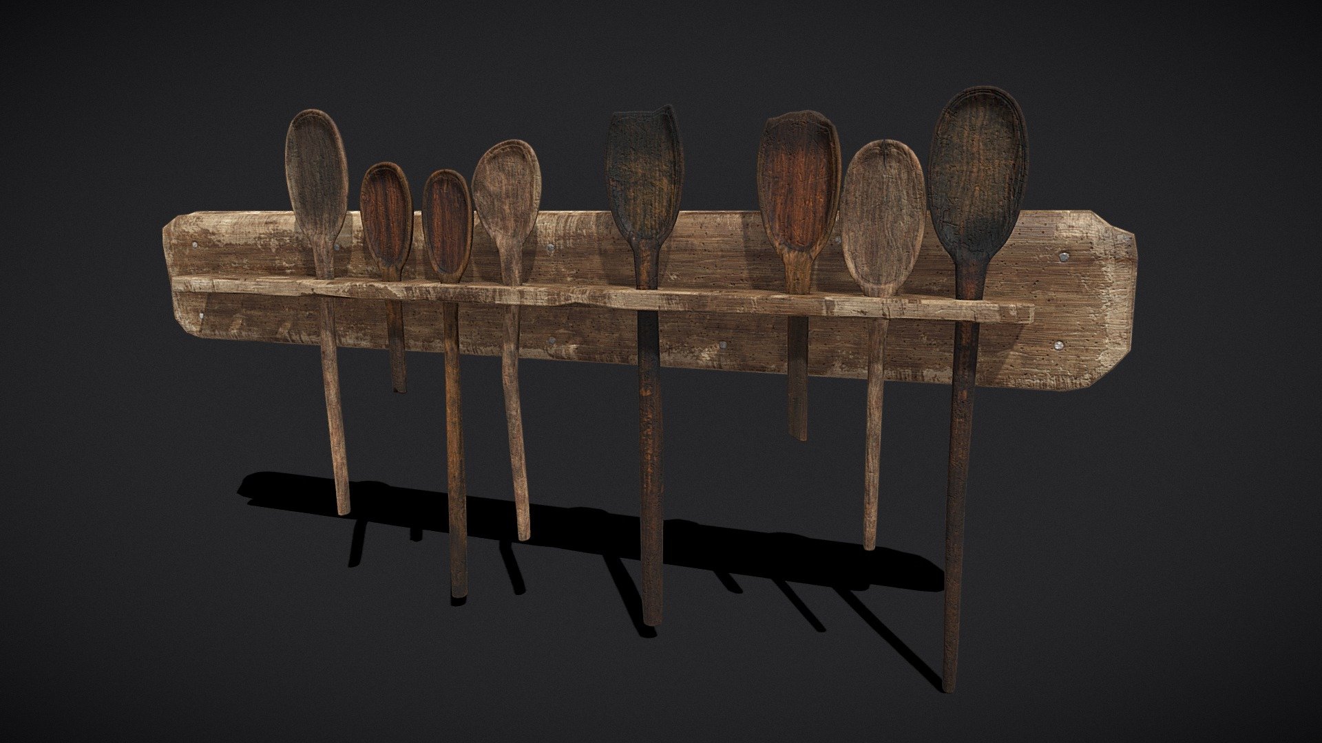 Wooden Long Spoon Holder 3d model