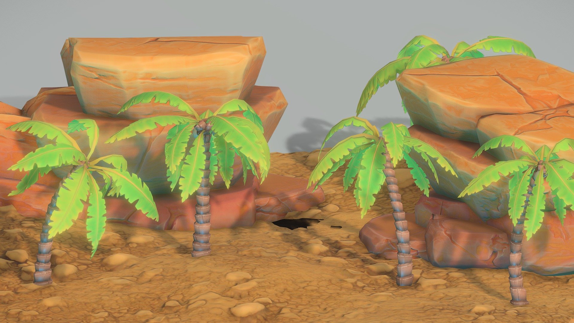 Stylized Sandstone Palm Tree 3d model