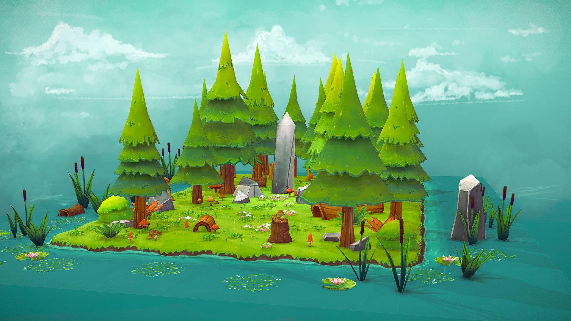 Forest clearing 3d model