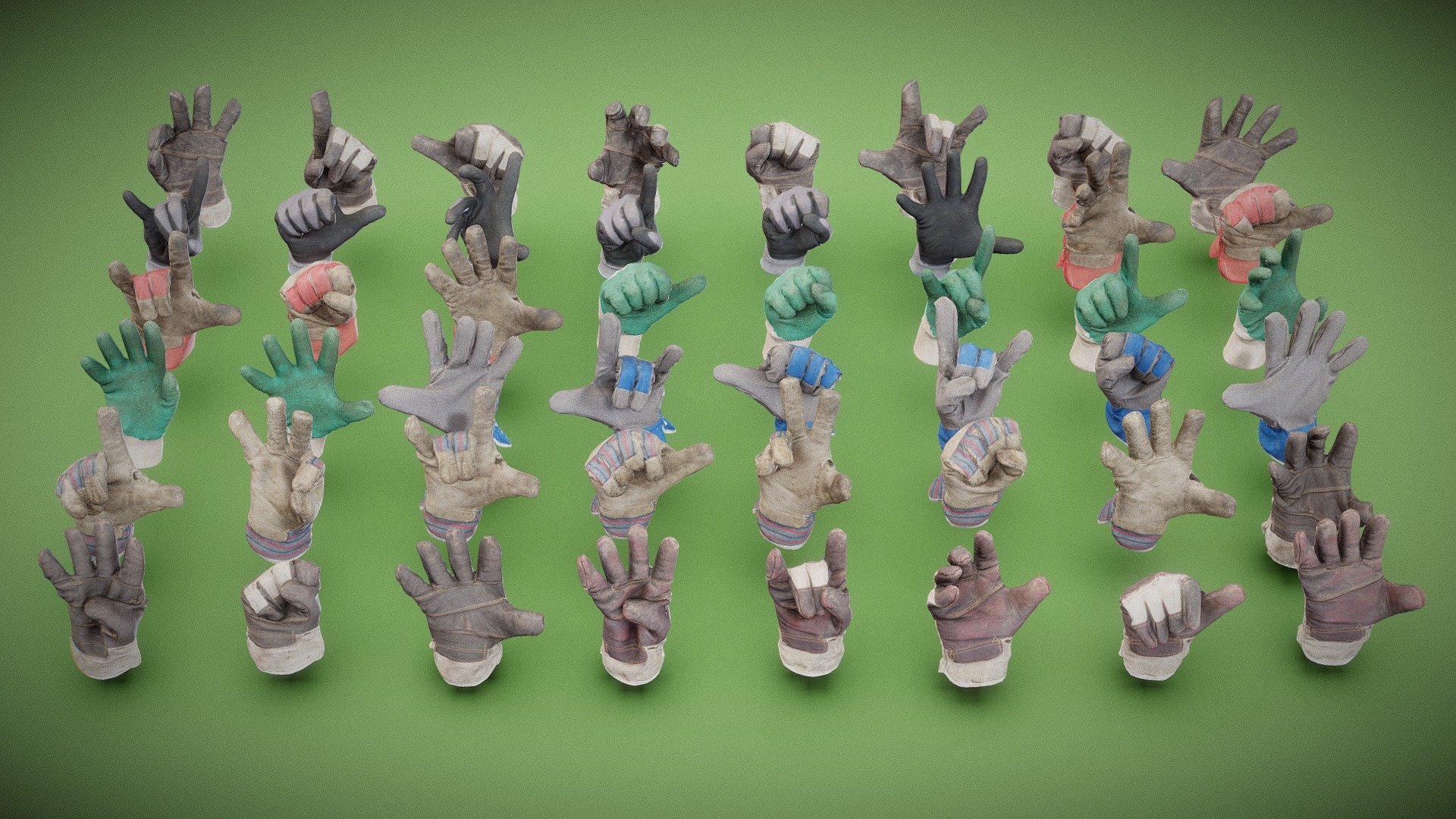 48 Garden Gloves Collection 3d model