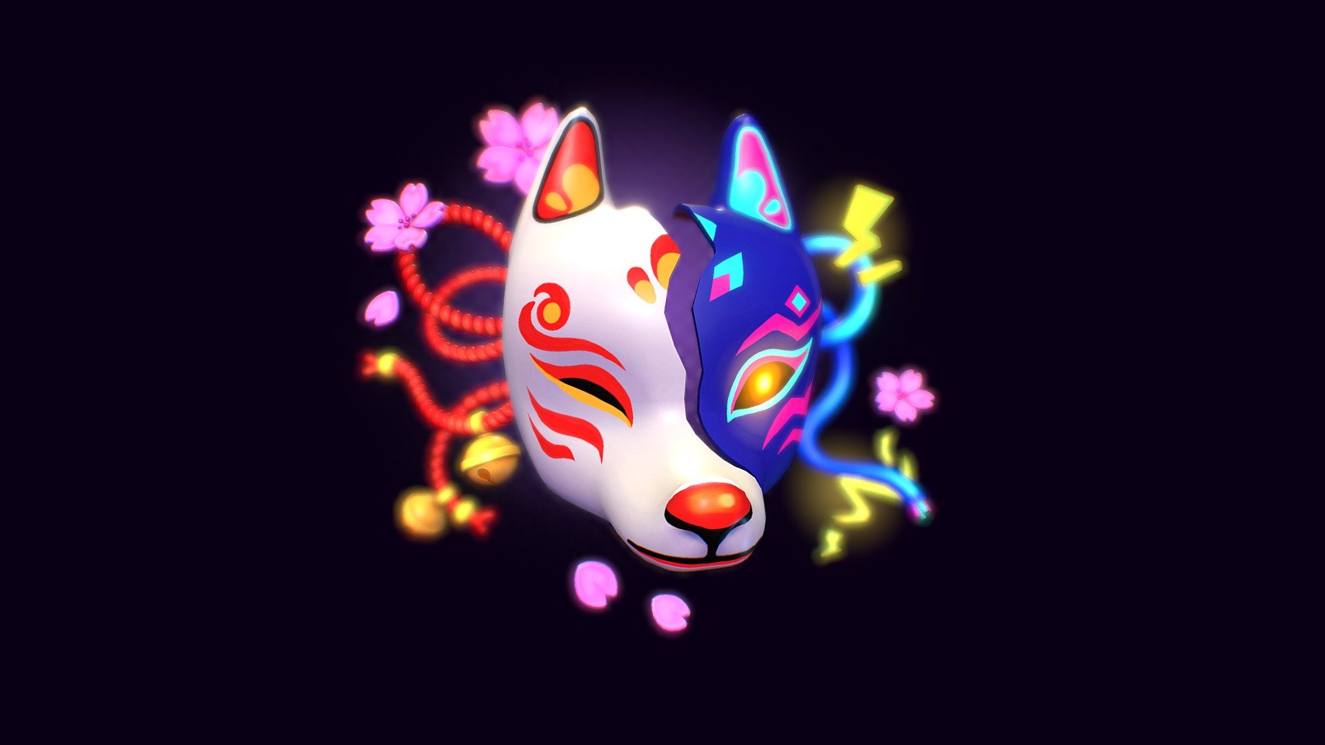 Kitsune mask: past/future 3d model